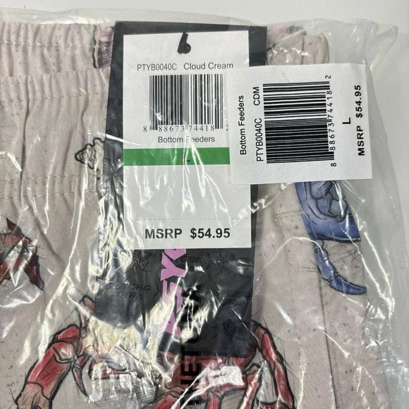 Psycho Tuna Ivory Crab Starfish Bottom Feeders Swim Trunks Board Shorts NWT - Picture 3 of 6